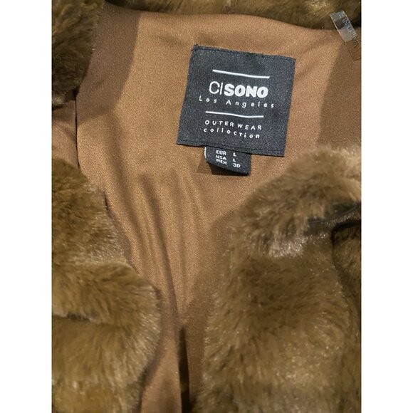 Faux Fur Brown Women’s Jacket SUPER SOFT Size Large Ci Sono - Picture 3 of 8
